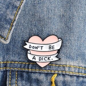 Funny Enamel Tattoo Style Pin Pink Punk Grunge